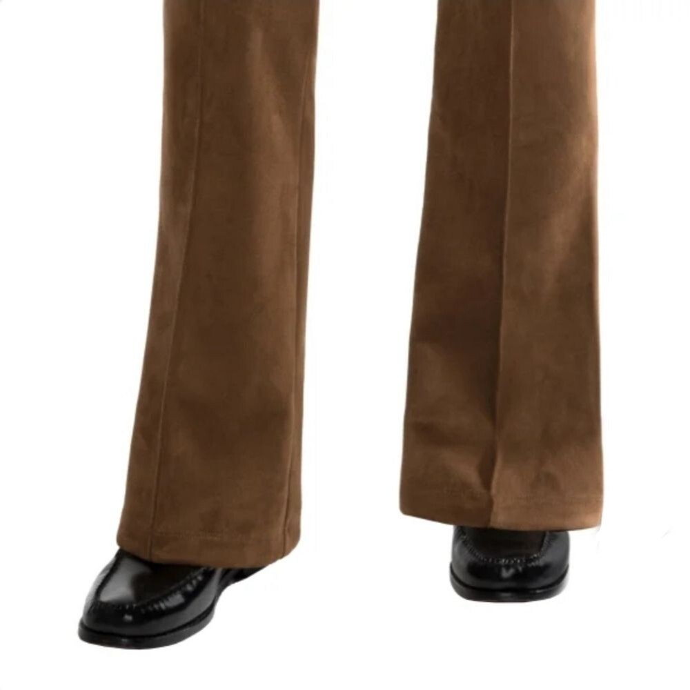 Matty M Women's XXL High Rise Bootcut Faux Suede Stretch Pants Spice Brown NWT - Picture 4 of 13